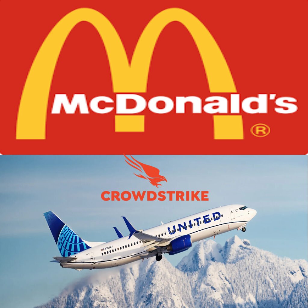 Mc Donald's , United Airlines, Crowdstrike , Impact Of crowdstrike on companies 